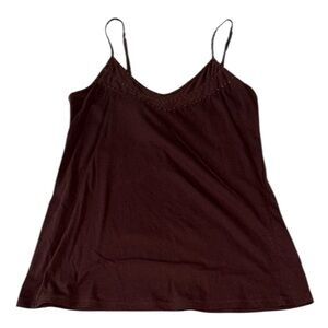 Vintage Y2K Sparkle & Fade Brown Camisole Top With Gold Studs Size Medium